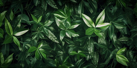 Fototapeta premium Tropische Blätter Hintergrund. Grüne Palmenblätter, Natur Hintergrund mit AI erstellt 