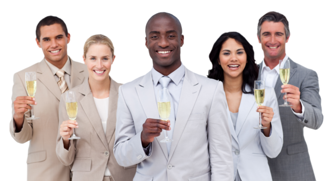 Smiling business team celebrating an event - Powered by Adobe