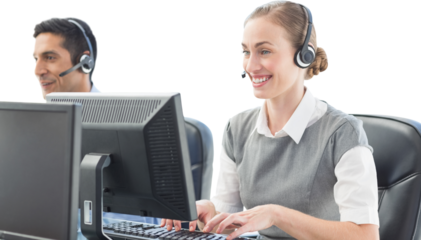 Business people working on computer