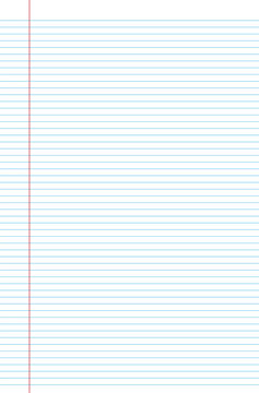 Single lined paper over white background