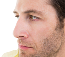 Close up of unsmiling man