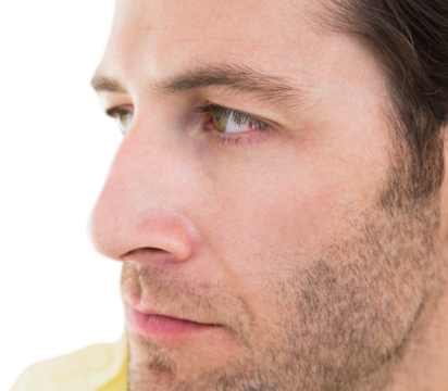 Close up of unsmiling man - Powered by Adobe