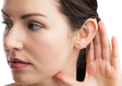 Woman showing her ear