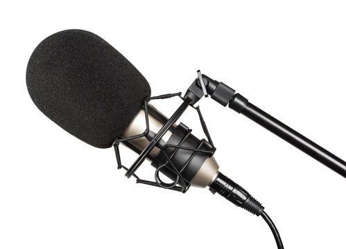 Large Diaphragm Studio Condenser Microphone On A Stand. Object On A Transparent Background.