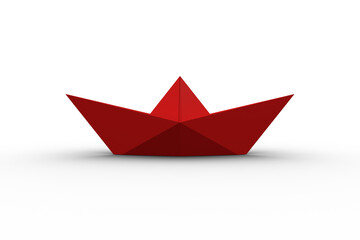 Computer graphic image of red paper boat