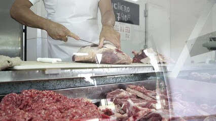 butcher wearing apron standing