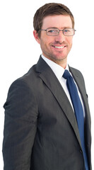 Handsome businessman smiling at camera