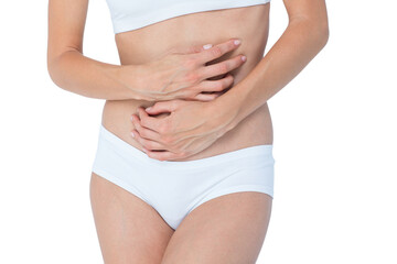 Woman with stomach pain 