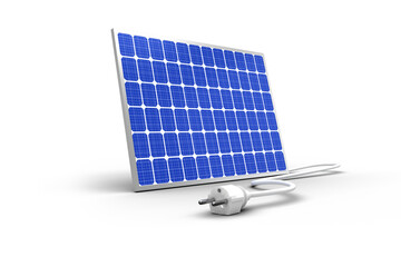 3d illustration of solar panel with cable