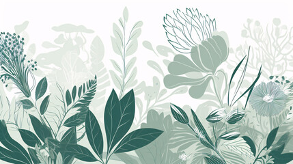 flower leaves design pattern illustration for card and background generative ai