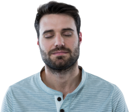 Handsome man with eyes closed