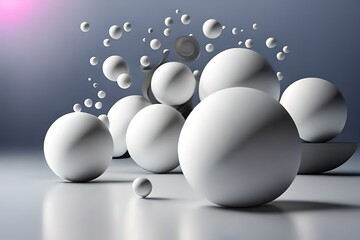 Abstract 3d render of composition with white spheres, modern background design