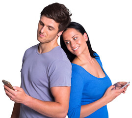 Young couple sending a text