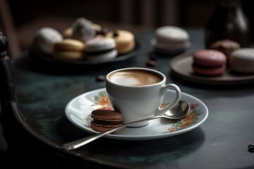 Coffee and Macarons created with Generative AI technology

