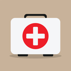 Illustration vector of first aid kit with flat design style,shadow and white background.Perfect for element graphic in poster,flyer,banner,infographic and animation at hospital and pharmacy.