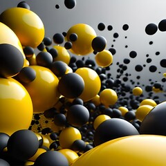 Abstract 3d render of composition with yellow spheres, modern background design