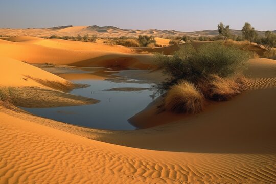 Beautiful Desert with Fata Morgana - made with Generative Ai