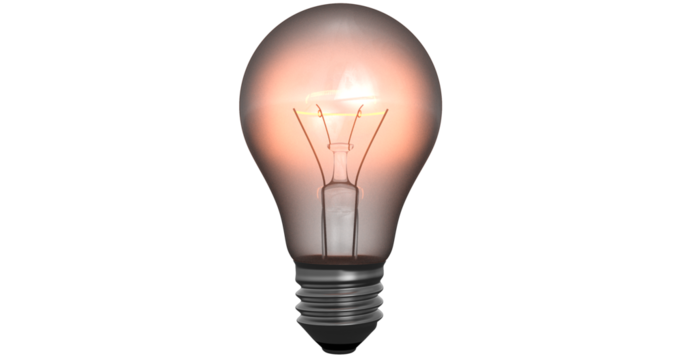 glowing light bulb with light inside