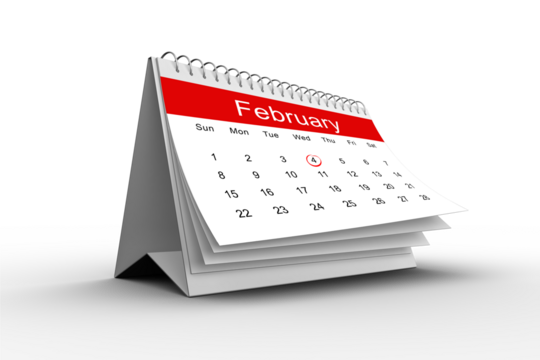 Marking on February calendar page