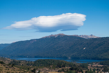Fototapeta na wymiar Lenticular cloud in Icalma, Chile