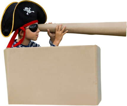 Boy pretending to be a pirate