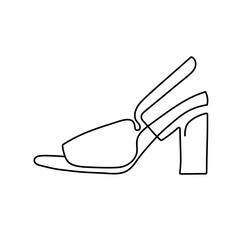 Vector isolated one single sandal clogs boot shoe side view  colorless black and white contour line easy drawing