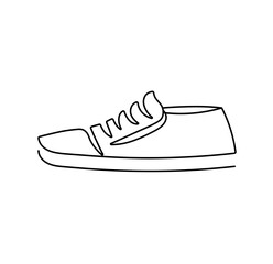 Vector isolated one single sneaker boot shoe side view  colorless black and white contour line easy drawing