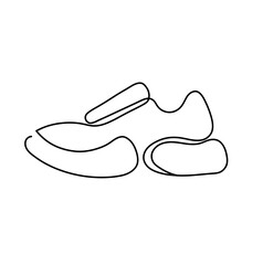 Vector isolated one single sneaker boot shoe side view  colorless black and white contour line easy drawing