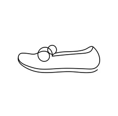 Vector isolated one single ballet flats boot shoe side view  colorless black and white contour line easy drawing