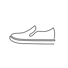 Vector isolated one single slip on boot shoe side view  colorless black and white contour line easy drawing