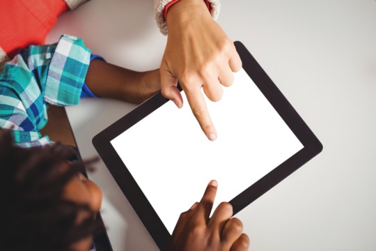 Teacher and student using digital computer
