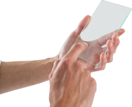 Cropped hands using futuristic interface