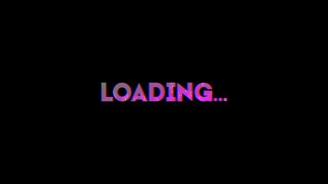 Loading animated text with abstract colors. 4k 60 fps footage