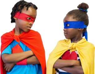 Brother and sister in eye mask