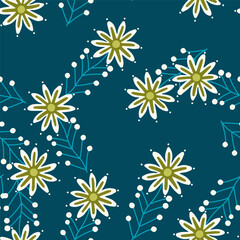 Cute little chamomile floral ornament wallpaper. Aster flower seamless pattern.