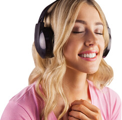 Close up of a woman listening to music 
