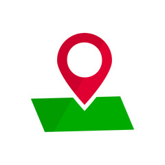 Flat design map and map pin icons. Location and GPS icon. Vector.