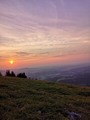 sunset in the austrian mountains