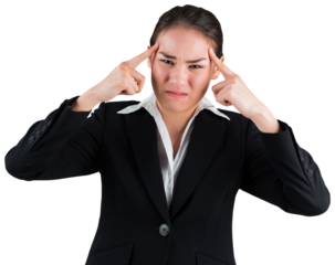 Stressed businesswoman with hands on her head