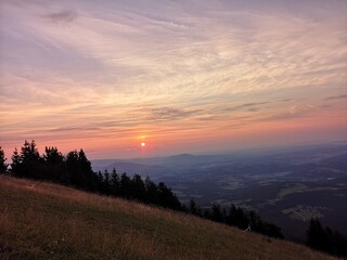 sunset in the austrian mountains