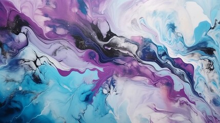 Violet and Aqua marble ink abstract art