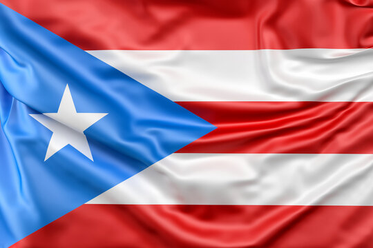Ruffled Flag of Puerto Rico. 3D Rendering