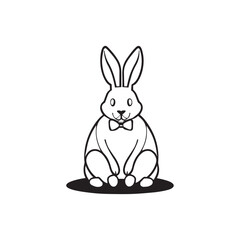  A beautiful cartoon rabbit line art vector.