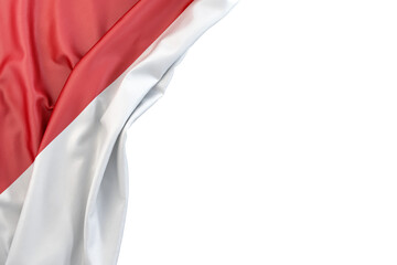 Flag of Indonesia the corner on white background. Isolated. 3D Rendering