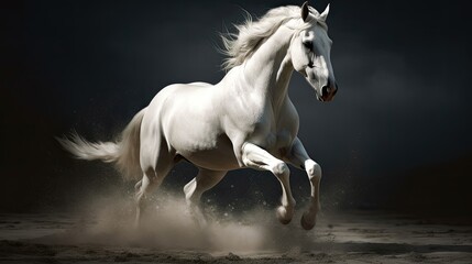 Fototapeta premium Picture presenting the galloping white horse. Generative AI