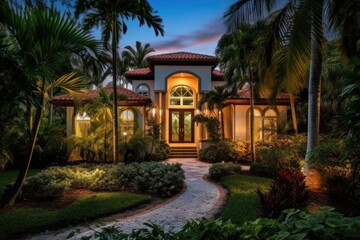 Obraz premium Florida Dream Home: Luxurious Modern Mediterranean Style