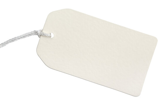 Blank paper tag with string isolated on transparent background with shadow