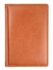 Brown leather diary book cover isolated on transparent background