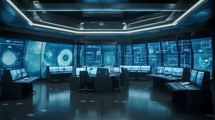 High-Tech Control Room, Operators Monitoring Cybersecurity Threats, Generative Ai, Generative, Ki