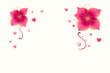 Background illustration with flowers and hearts for Mother's Day, copy space